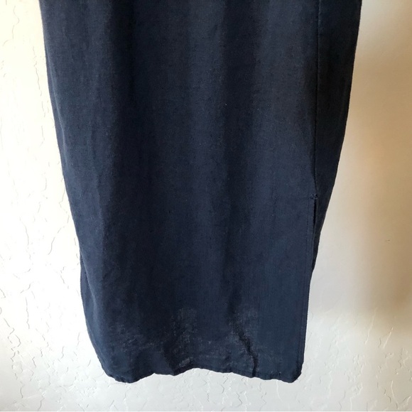 Marisa|Navy sleeveless midi dress with side slit and bow front detail•••small - Picture 3 of 13